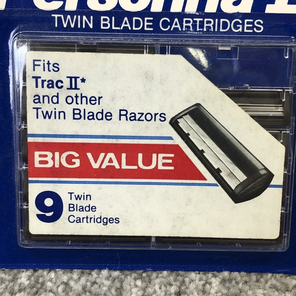 Vintage Personna 2‎ Razor Blades Twin Blade Cartridge Trac II USA NOS New 9 Pack
